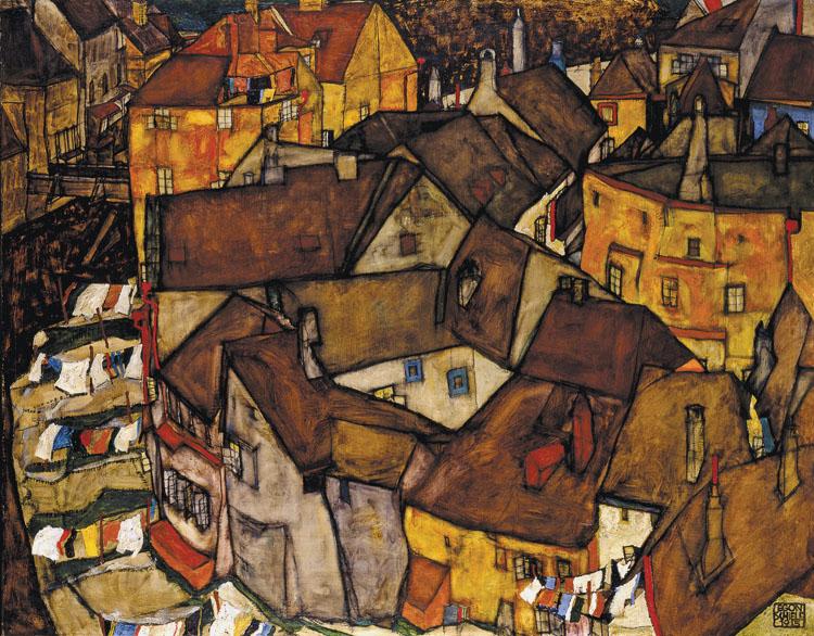 Egon Schiele Krumau Town Crescent I(The Small City V) (mk12) Norge oil painting art